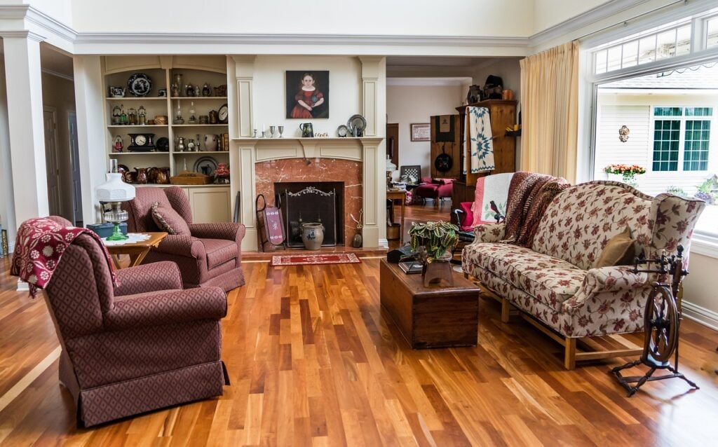 A wooden living room floor